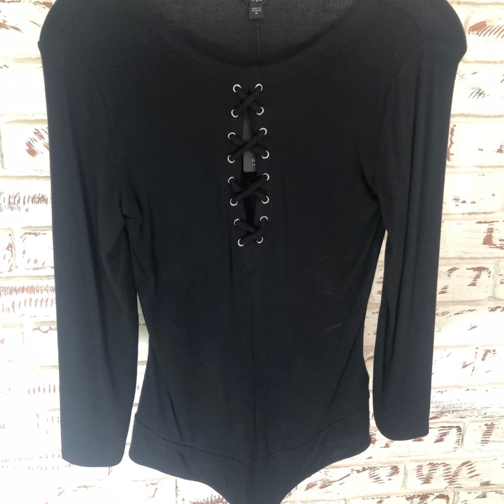 Guess Lace up BodySuit 3 QTR Sleeve Medium Bl